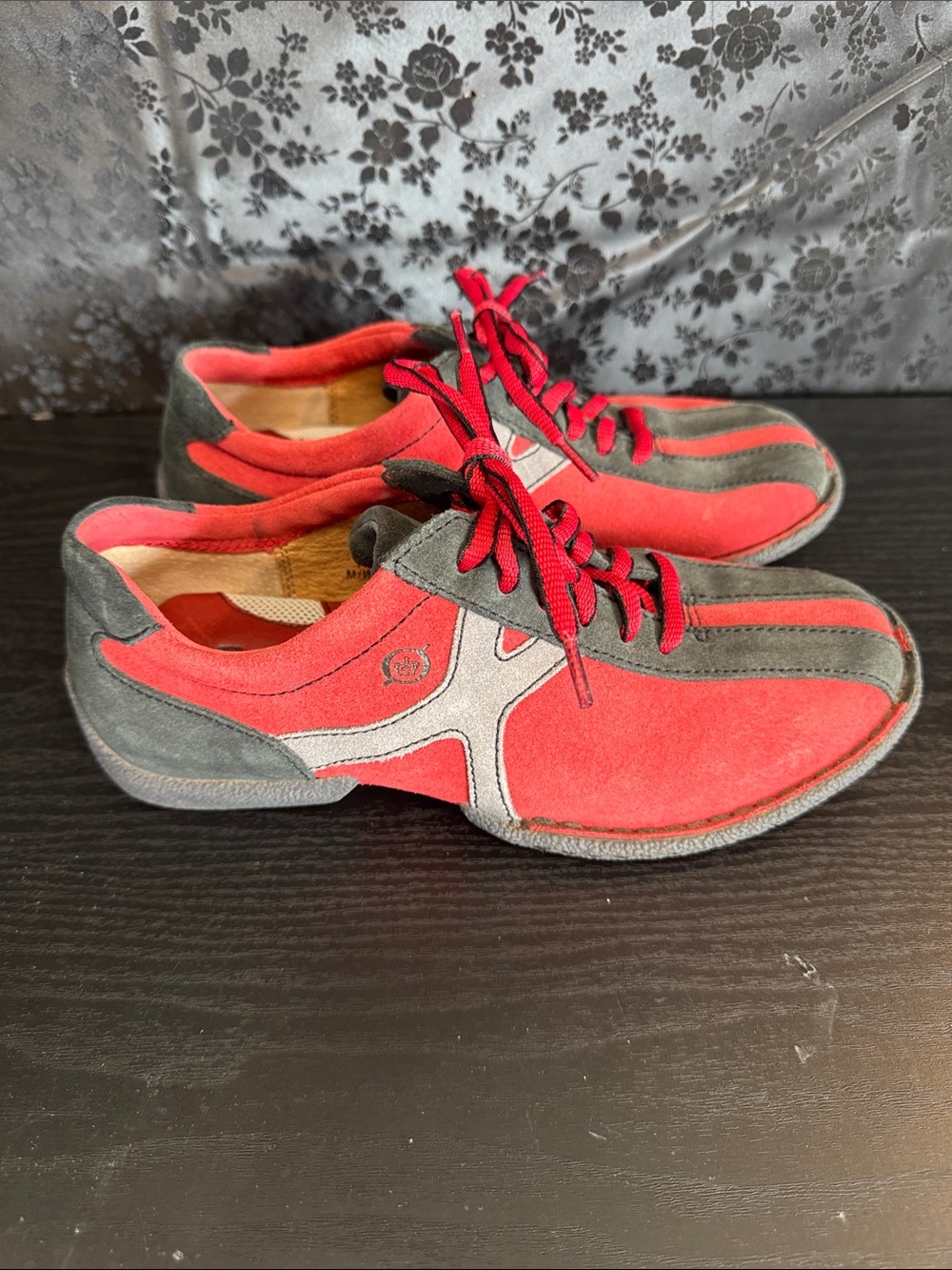 Born Red and Gray Suede Lace-Up Sneakers